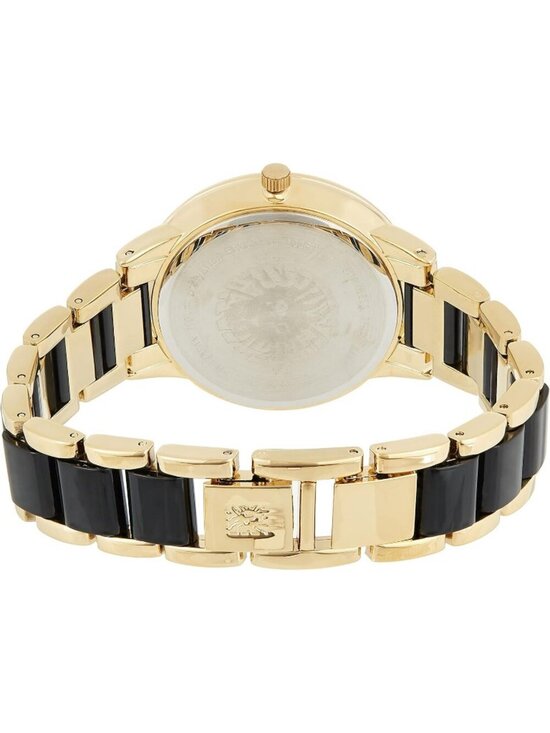 Anne Klein Women\'s Black Gold Analog Quartz Fashion Resin Bracelet Luxury Watch main image 6